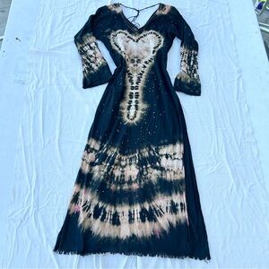 Tie Dye Beach Coverup Maxi Dress, Boho Festival Beach Summer Whimsygoth